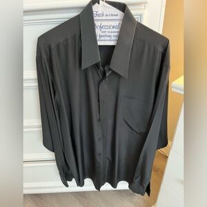 Peter Daniel Shirt Men's 2XL Black Short Sleeve Silk Button Up